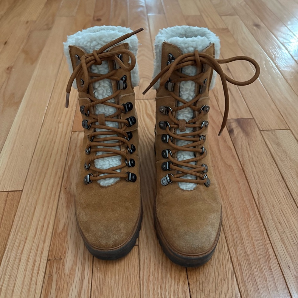 Marc Fisher Brown Lace-Up Winter Boots